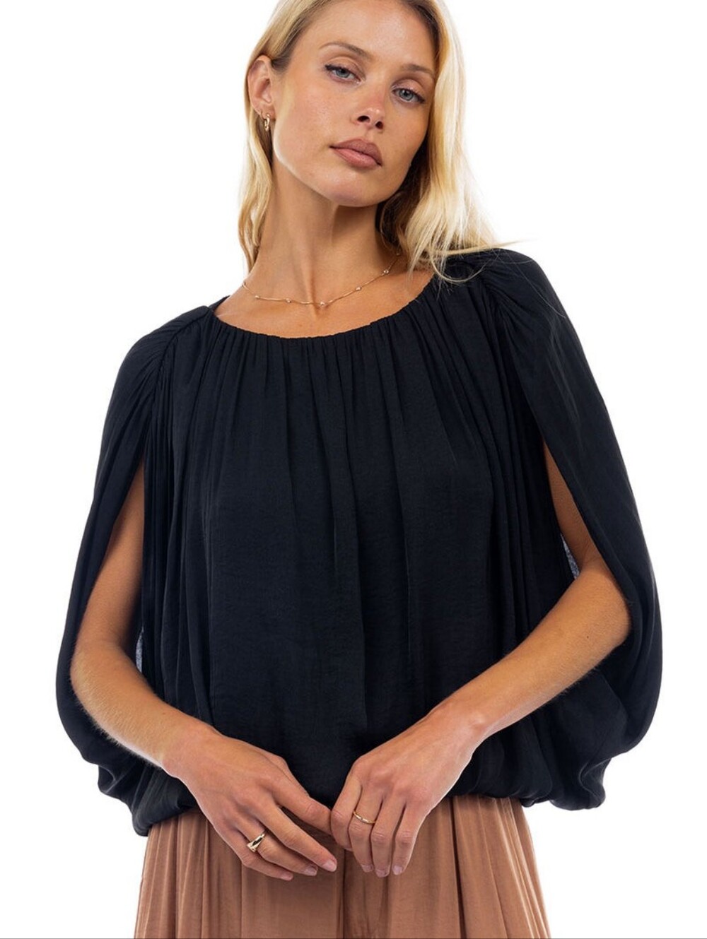 Naked Zebra Black Tie-Hem Blouse